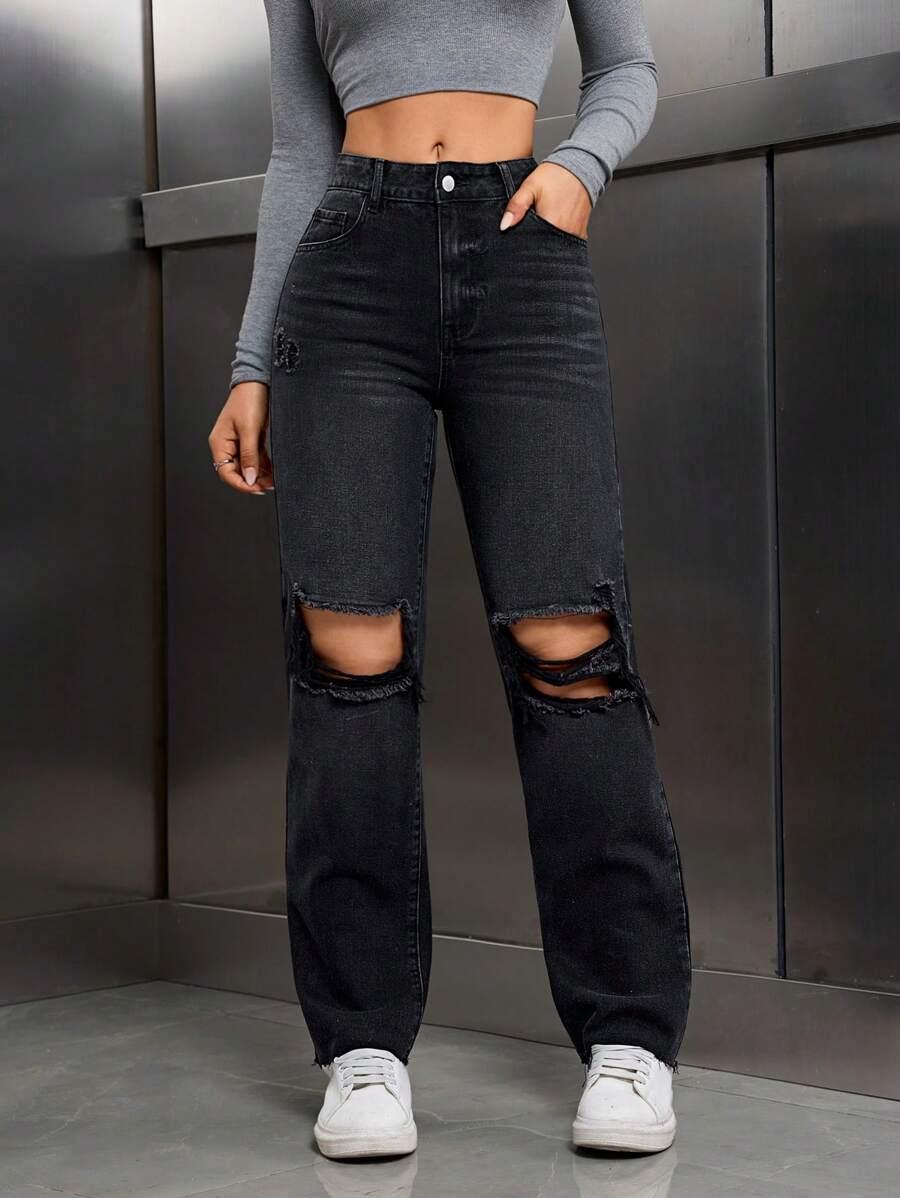 SHEIN CZARNE SPODNIE JEANSOWE S06__M