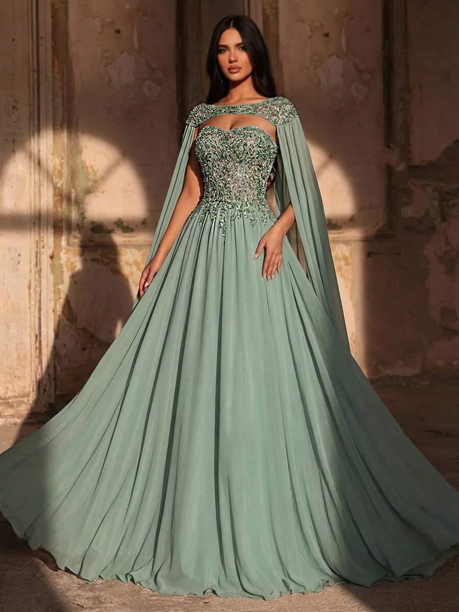 SHEIN ZIELONA MAXI SUKIENKA S06__M