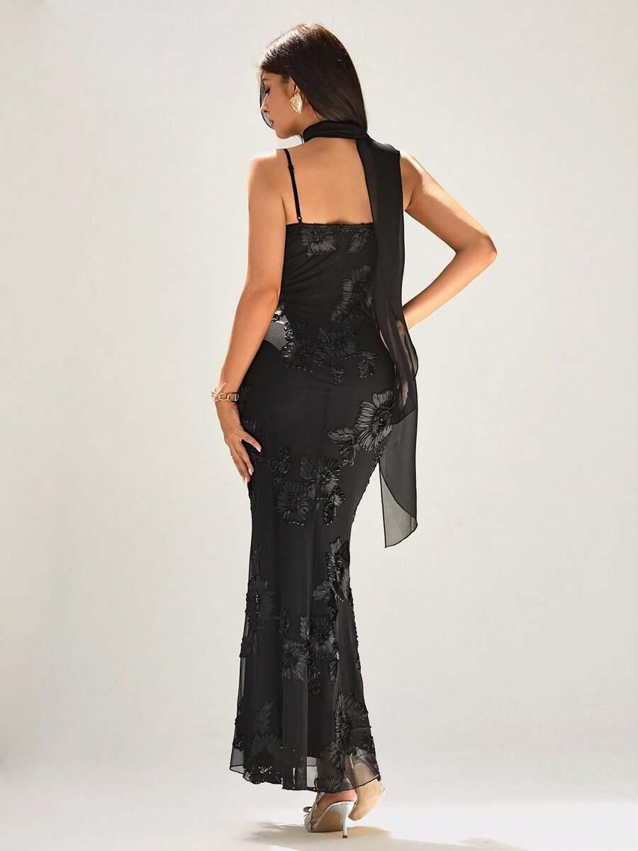 SHEIN CZARNA MAXI SUKIENKA S06__S