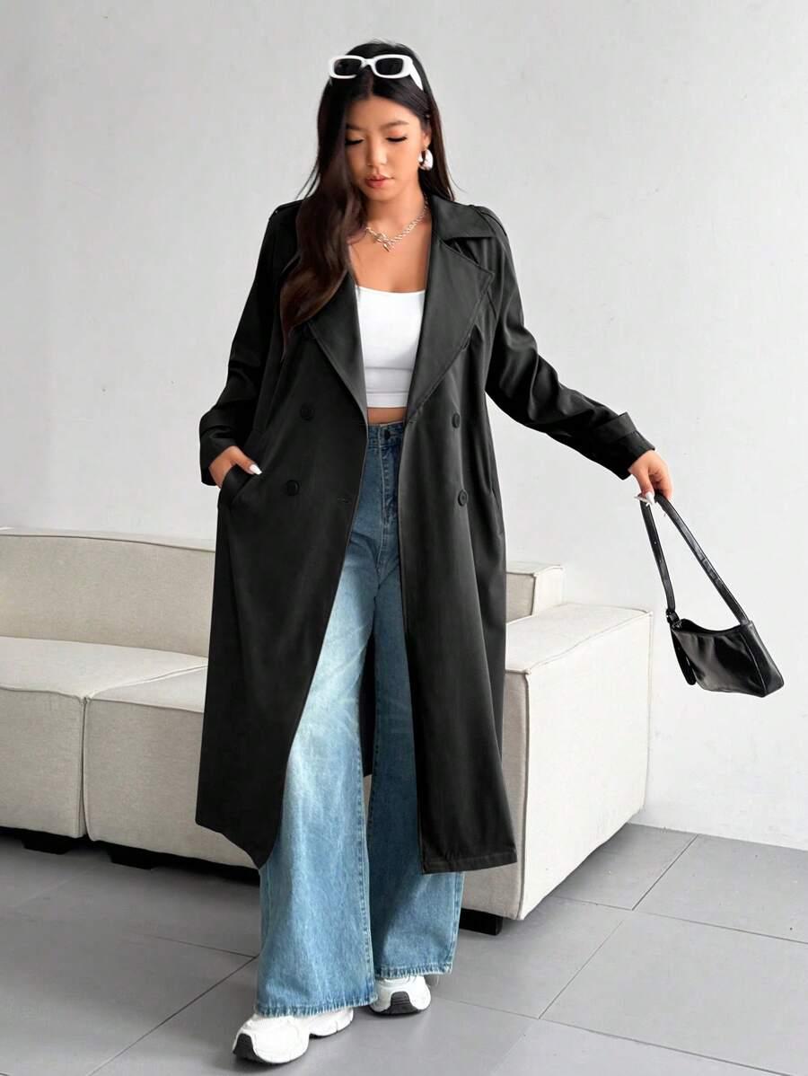 SHEIN CZARNY PŁASZCZ GUZIKI W01__46