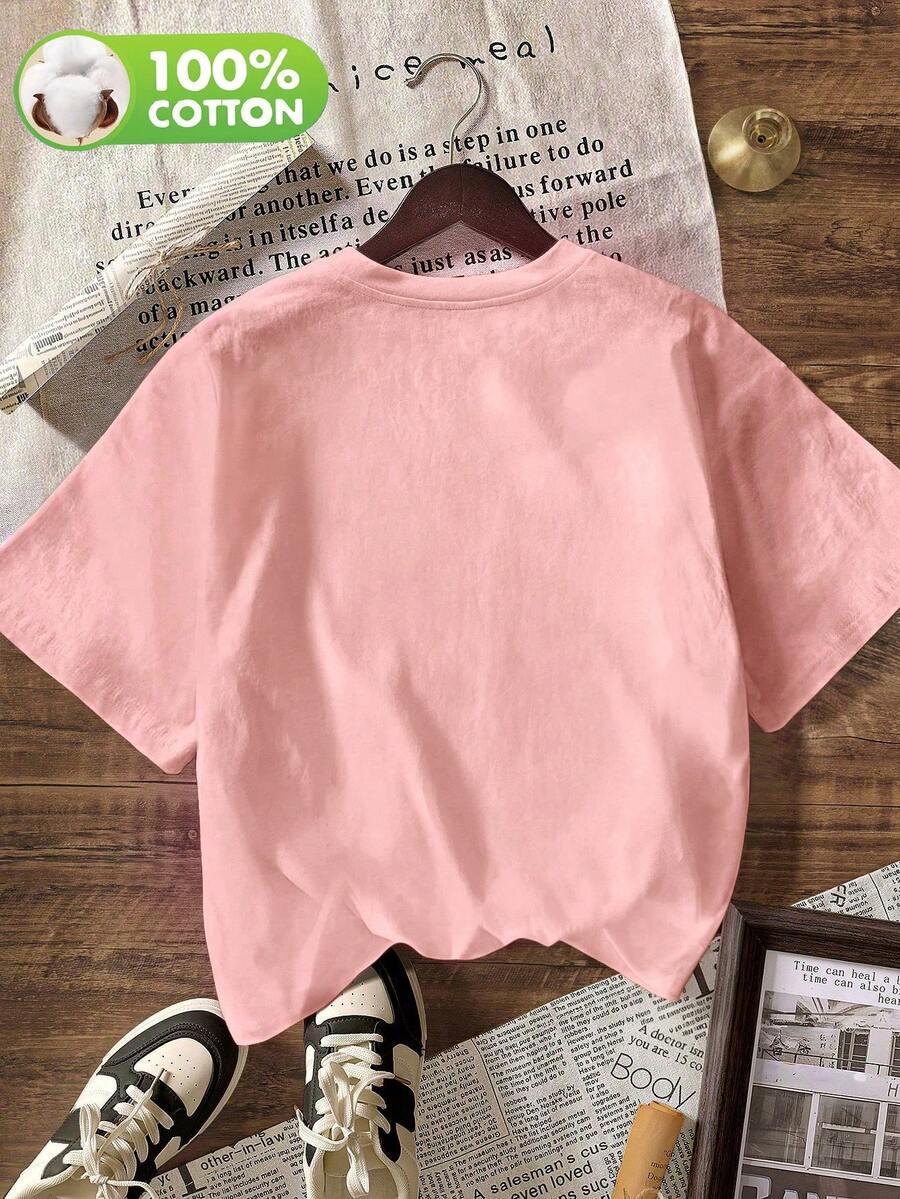 SHEIN RÓŻOWY T-SHIRT NADRUK S06__XXL