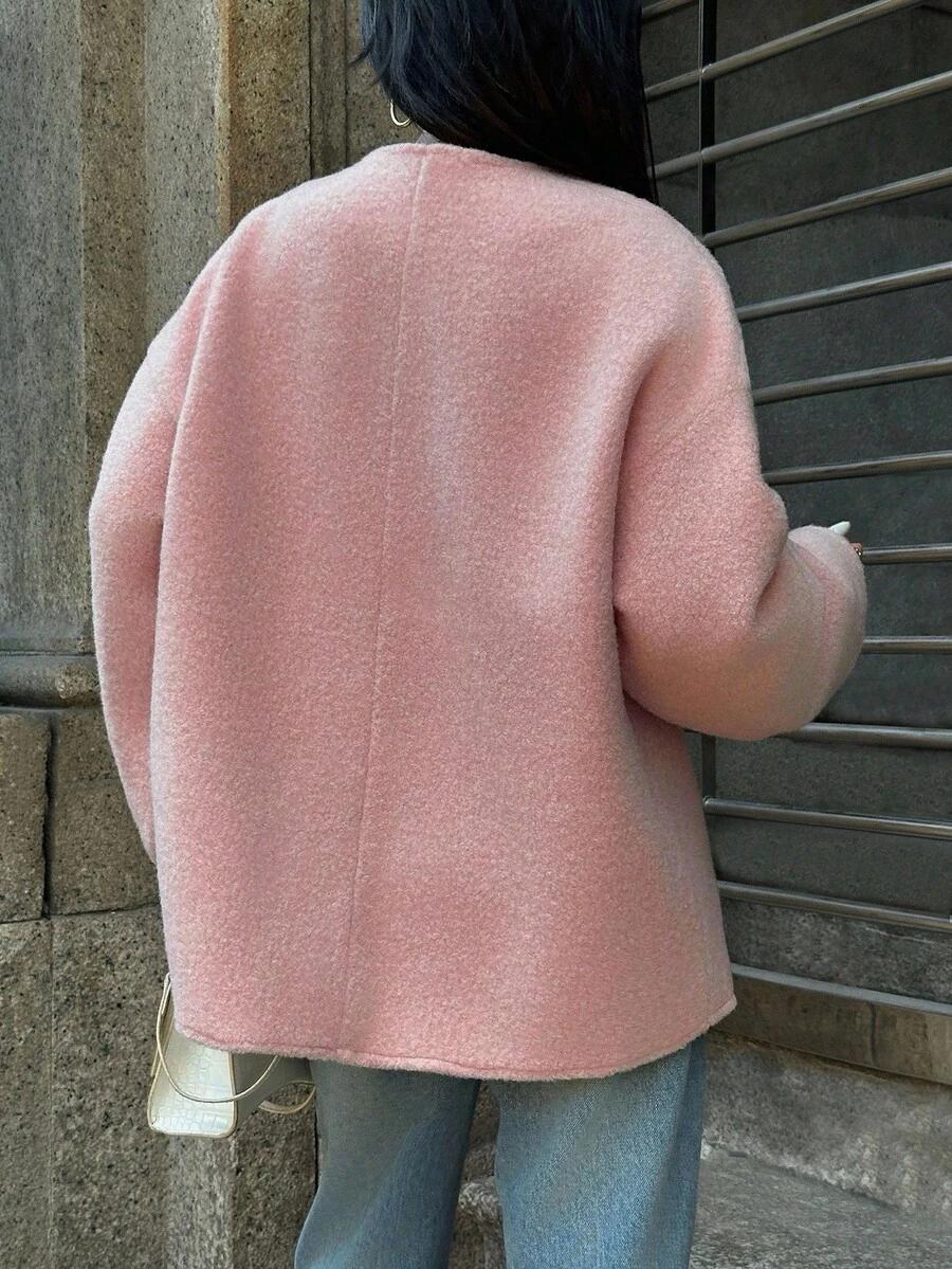 INAWLY RÓŻOWY SWETER WIĄZANIE S06__M