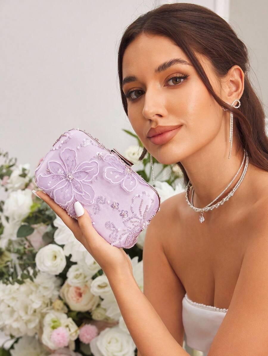SHEIN FIOLETOWA TOREBKA KOPERTÓWKA ZDOBIENIE S07__11X18CM