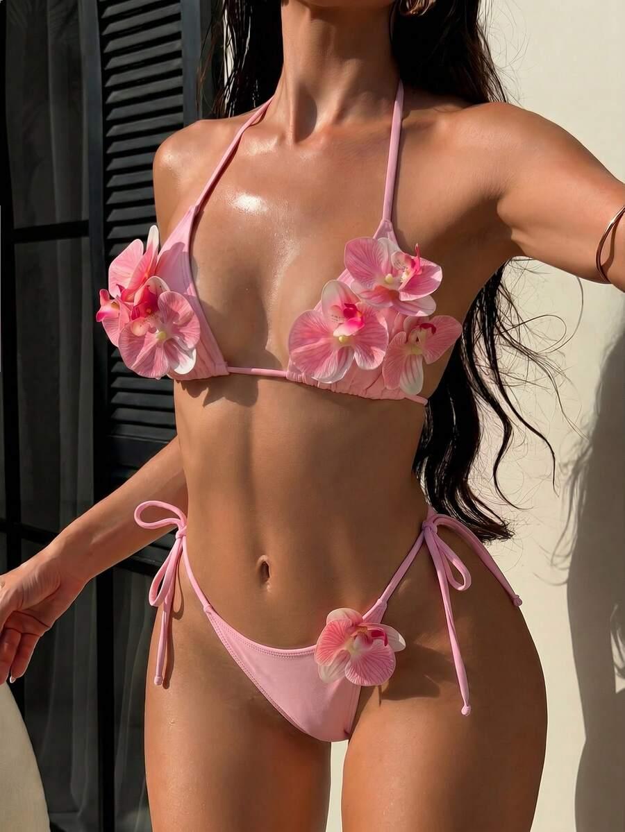 SWIM SXY DWUCZĘŚCIOWY STRÓJ KĄPIELOWY KWIATY 3D S09__XL