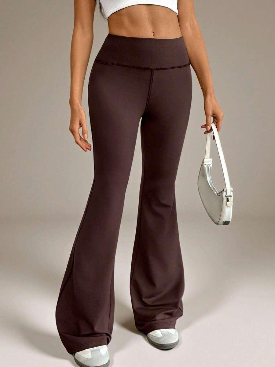 SHEIN BRĄZOWE LEGGINSY DZWONY S06__XL
