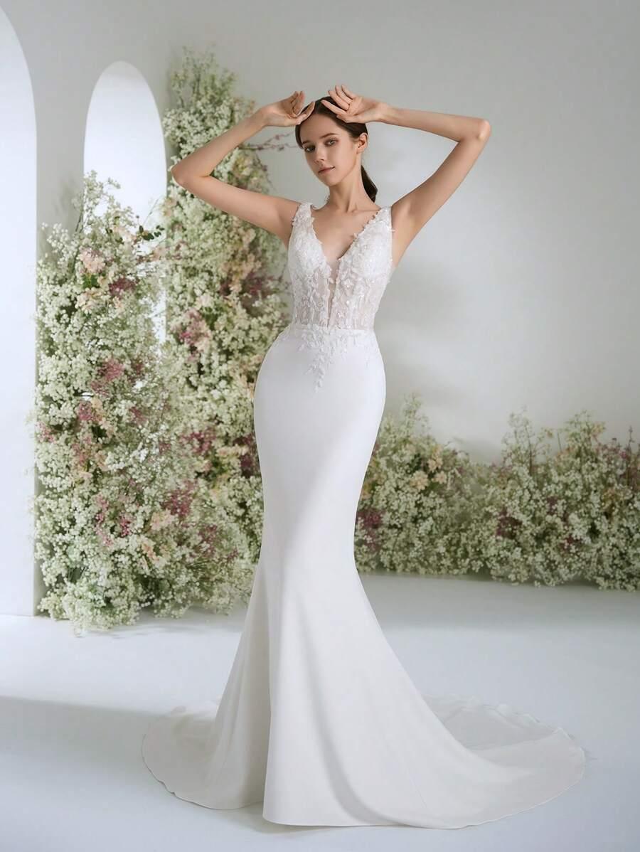 SHEIN BIAŁA SUKNIA ŚLUBNA ZDOBIENIE S06__38