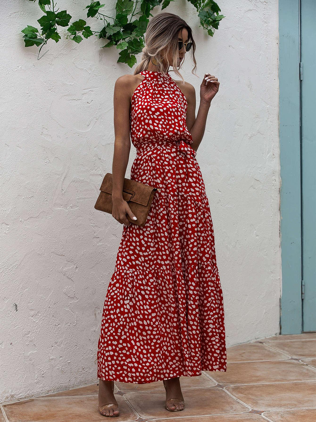 SHEIN CZERWONA SUKIENKA MAXI WZÓR S06__M