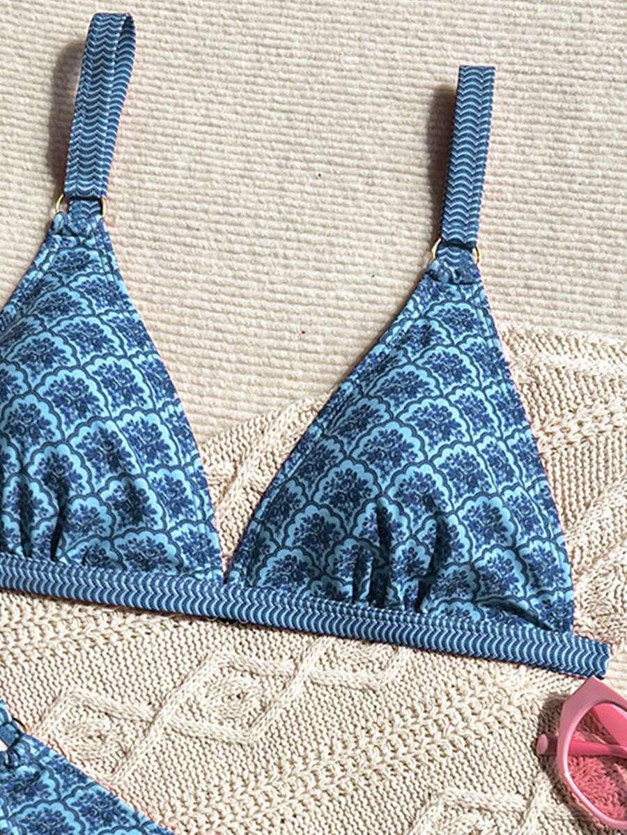 SHEIN DWUCZĘŚCIOWY STRÓJ KĄPIELOWY PRINT S09__L