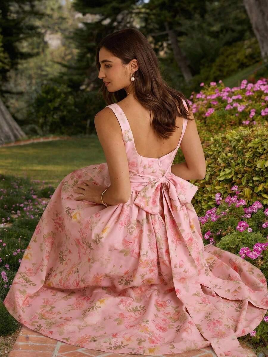 SHEIN RÓŻOWA SUKIENKA WZÓR KWIATY S06__XS