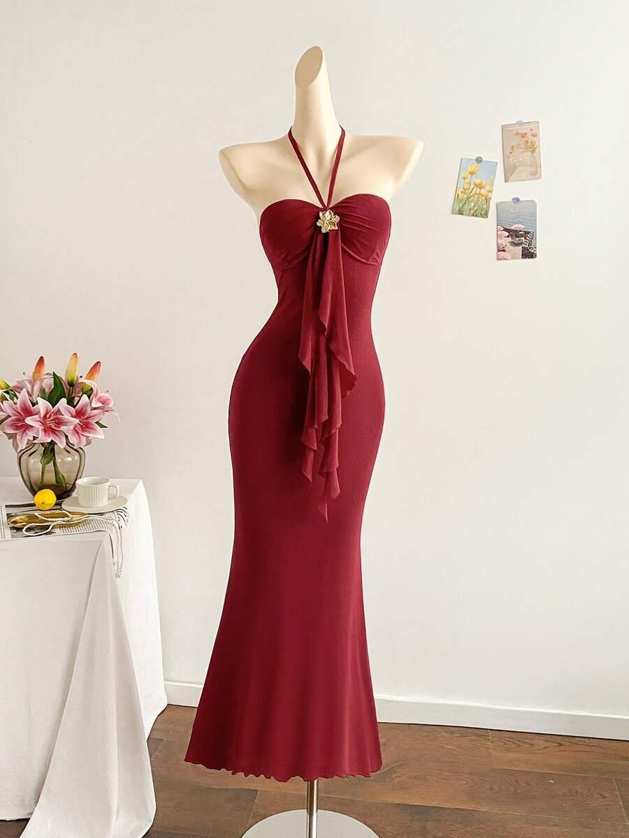 SHEIN CZERWONA MAXI SUKIENKA S06__XS