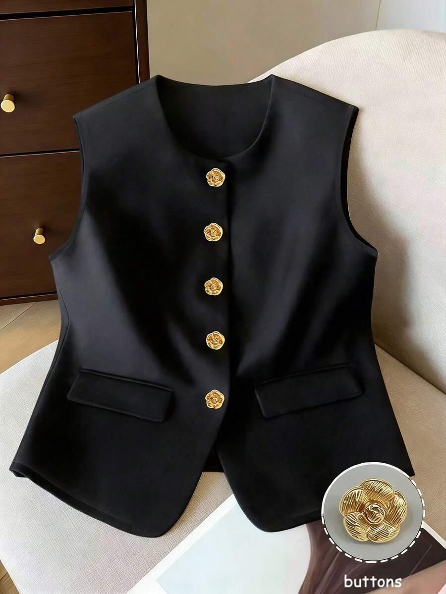 SHEIN CZARNA KAMIZELKA GUZIKI S06__158/164