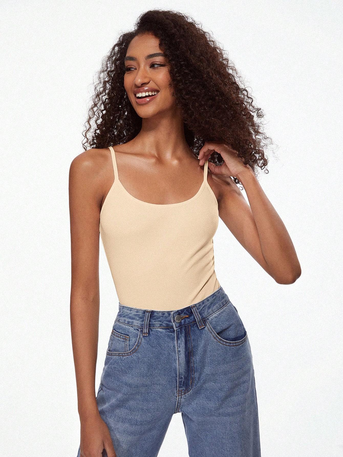 SHEIN BEŻOWY TOP NA RAMIĄCZKACH S06__M