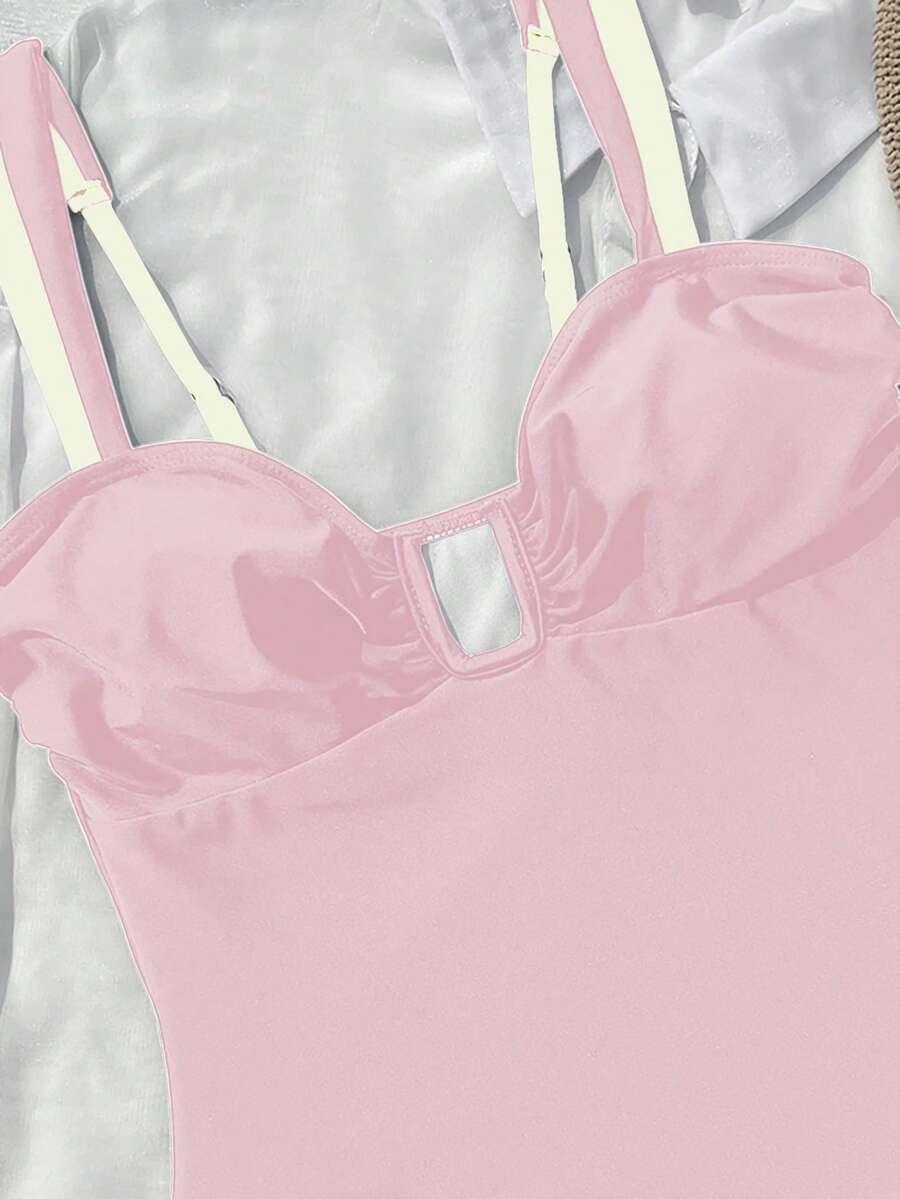 SHEIN JEDNOCZĘŚCIOWY KOSTIUM KĄPIELOWY KONTRAST S09__XL