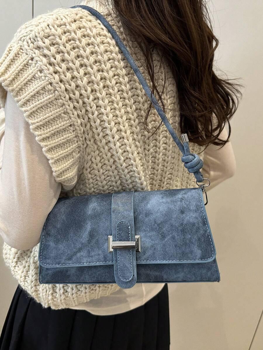 SHEIN NIEBIESKA TOREBKA NA RAMIĘ S07__27X8X13.5CM