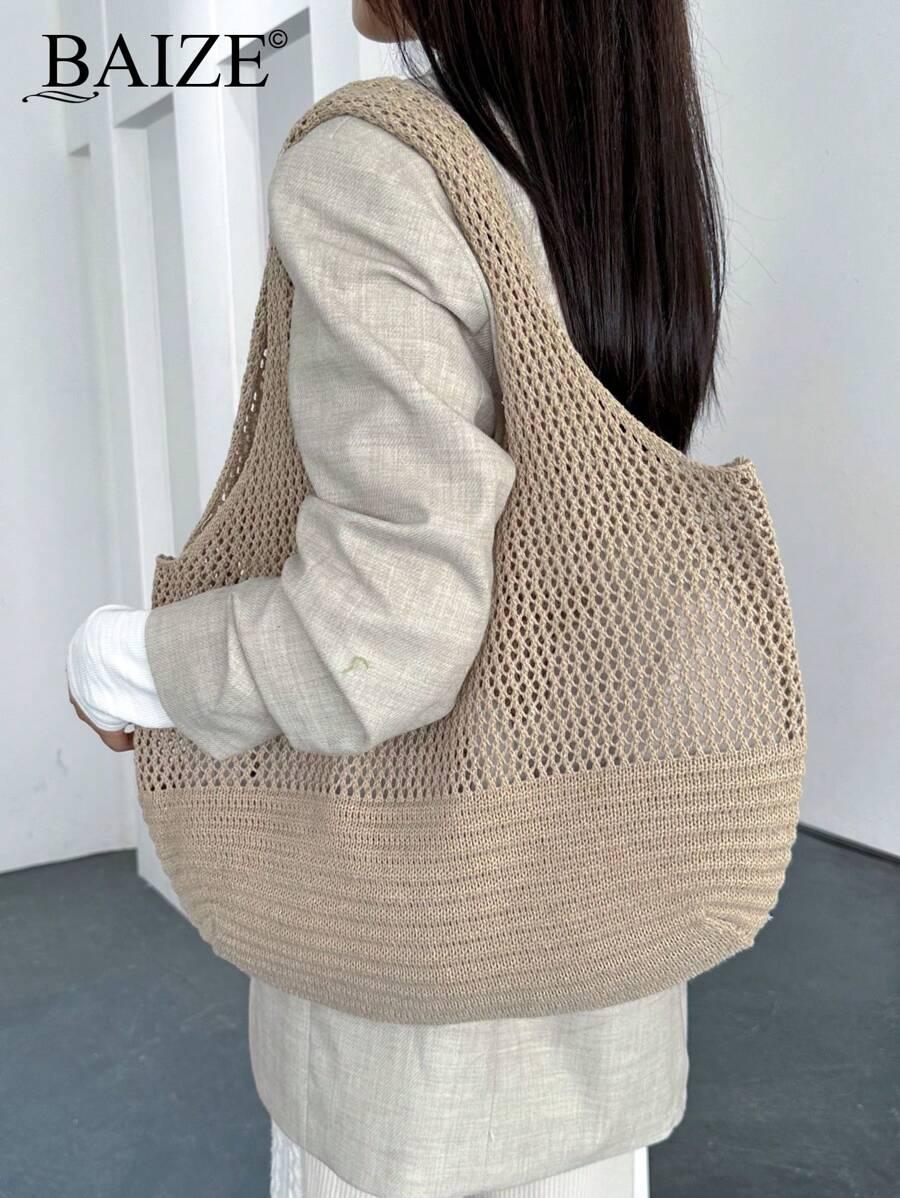 SHEIN BEŻOWA DZIANINOWA TORBA S07__45X30