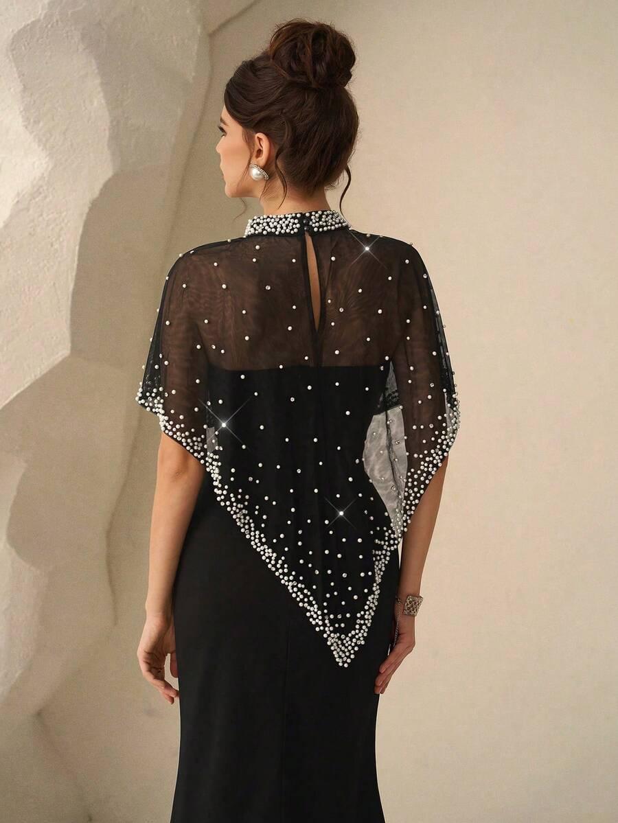 SHEIN CZARNA MAXI SUKIENKA ZDOBIENIE S06__XS