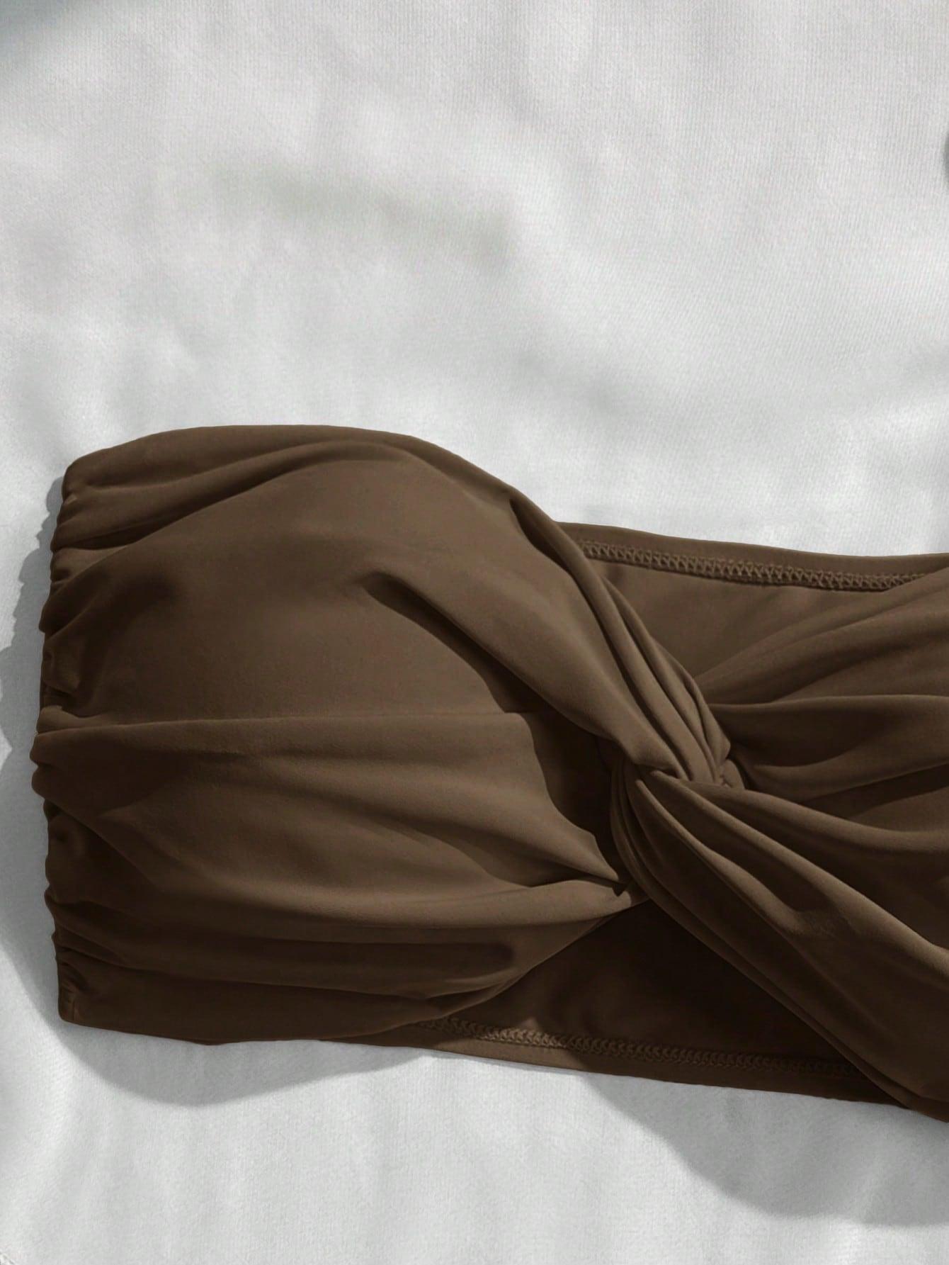 SHEIN BRĄZOWA GÓRA OD BIKINI S09__M