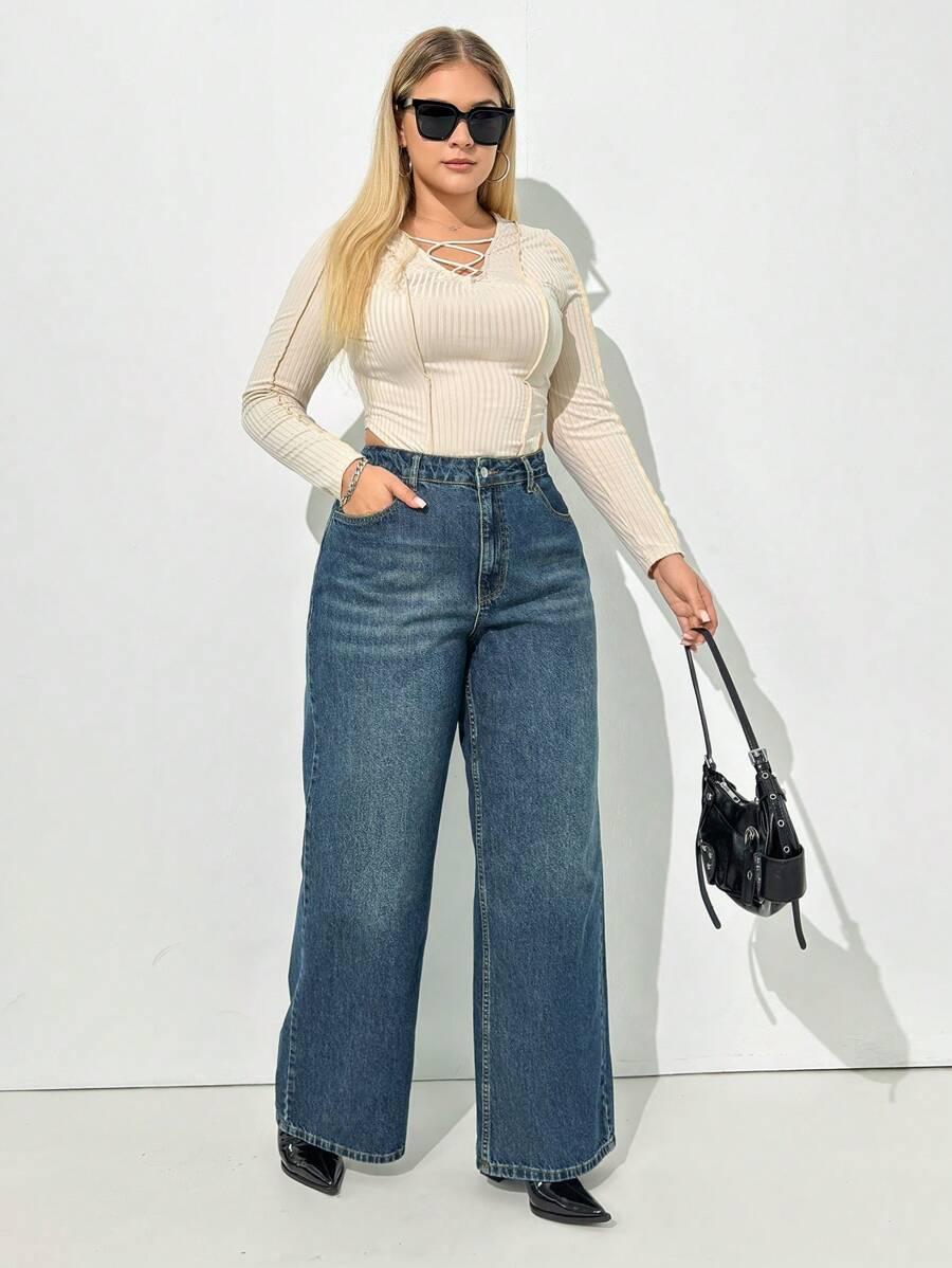 SHEIN NIEBIESKIE SPODNIE JEANS S06__50