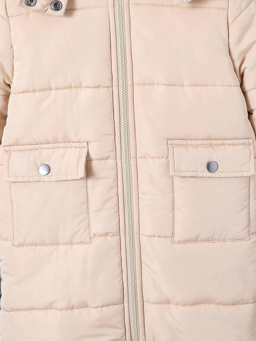 EMERY ROSE KIDS BEŻOWA PIKOWANA KURTKA W01__110-116CM