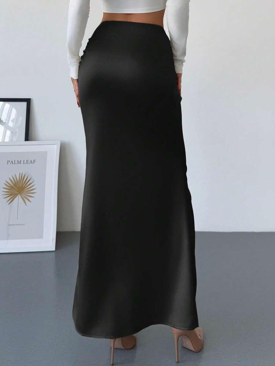 SHEIN CZARNA MAXI SPÓDNICA S09__XS