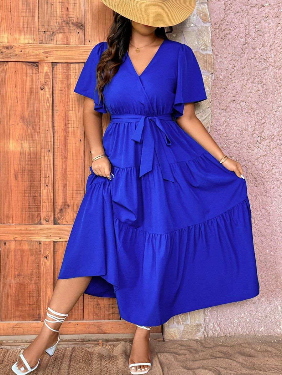 SHEIN MAXI SUKIENKA KRÓTKI RĘKAW FALBANY S06__48