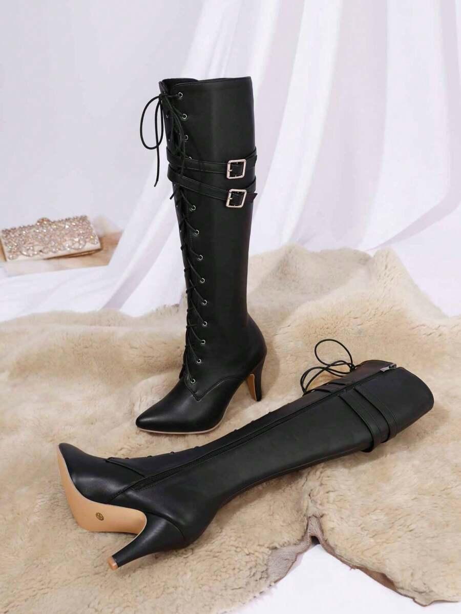 SHEIN CZARNE KOZAKI IMITACJA SKÓRY W01__40,5
