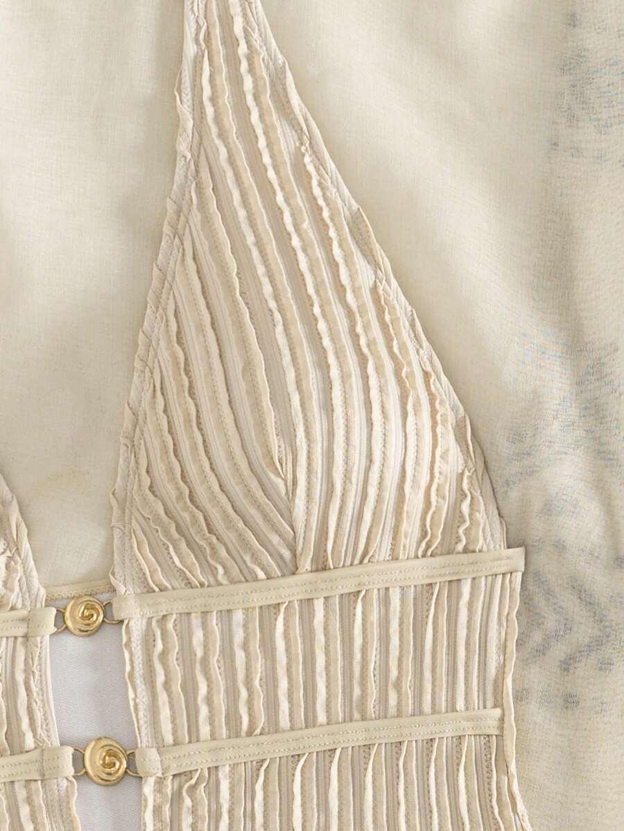 SHEIN JEDNOCZĘSCIOWY KOSTIUM KĄPIELOWY S09__L