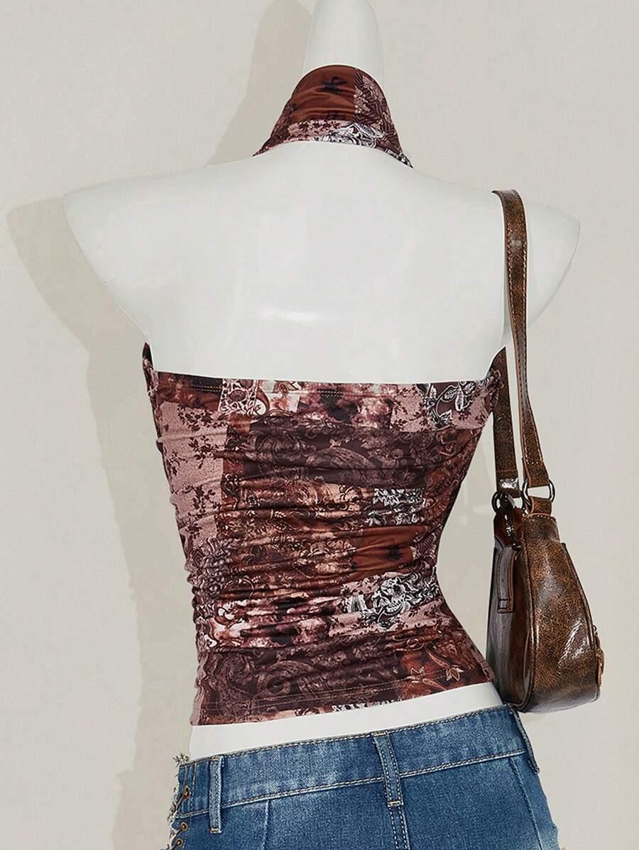 SHEIN TOP ODKRYTE PLECY PRINT S06__M