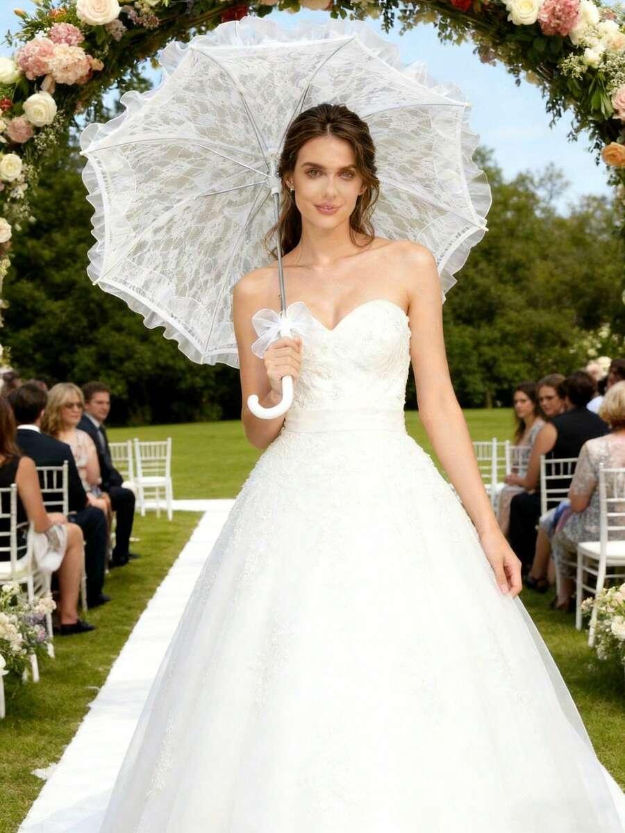 SHEIN BIAŁY PARASOL KORONKA S07__58X56