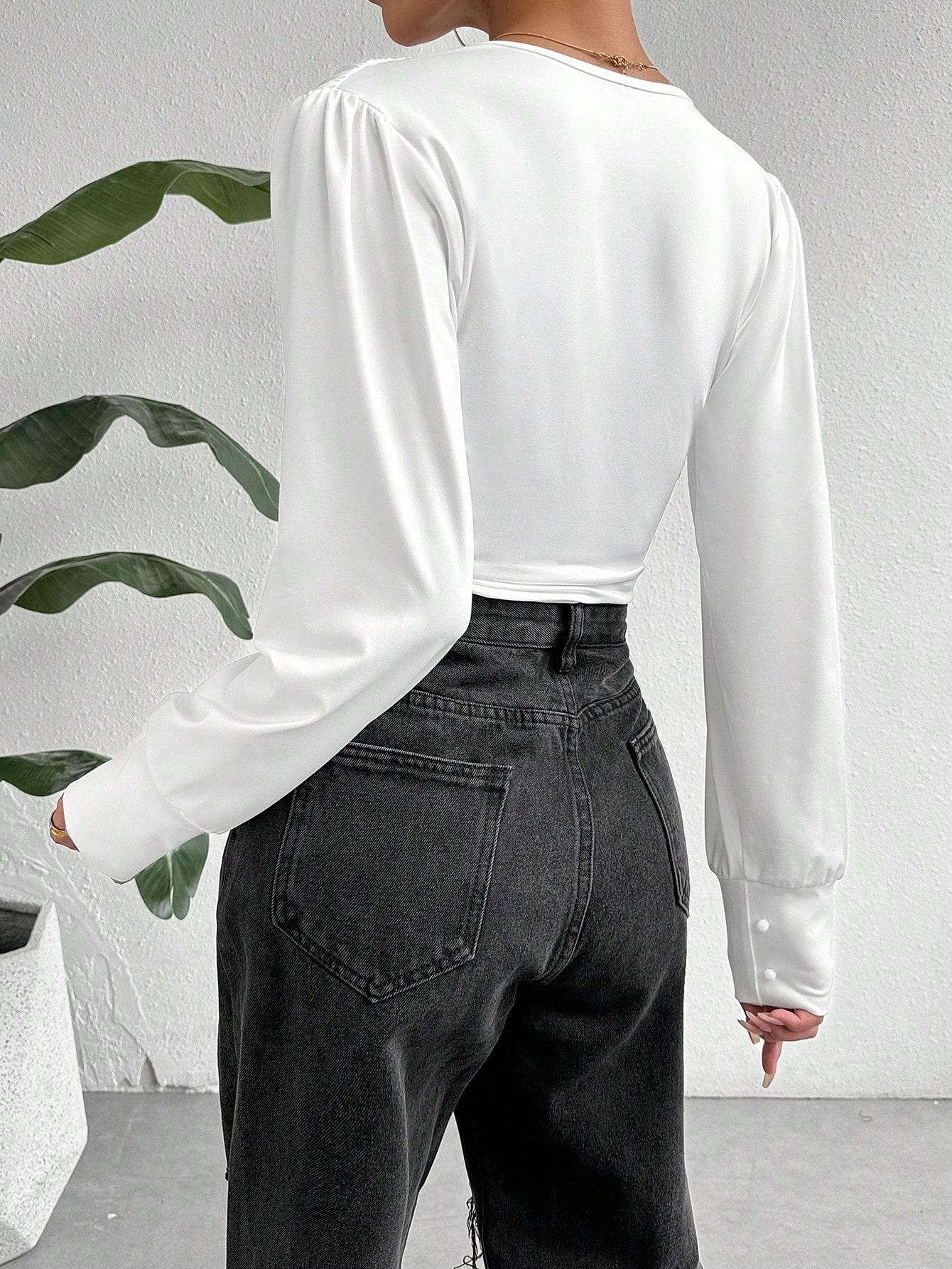 SHEIN BIAŁE BODY DŁUGI RĘKAW S06__L