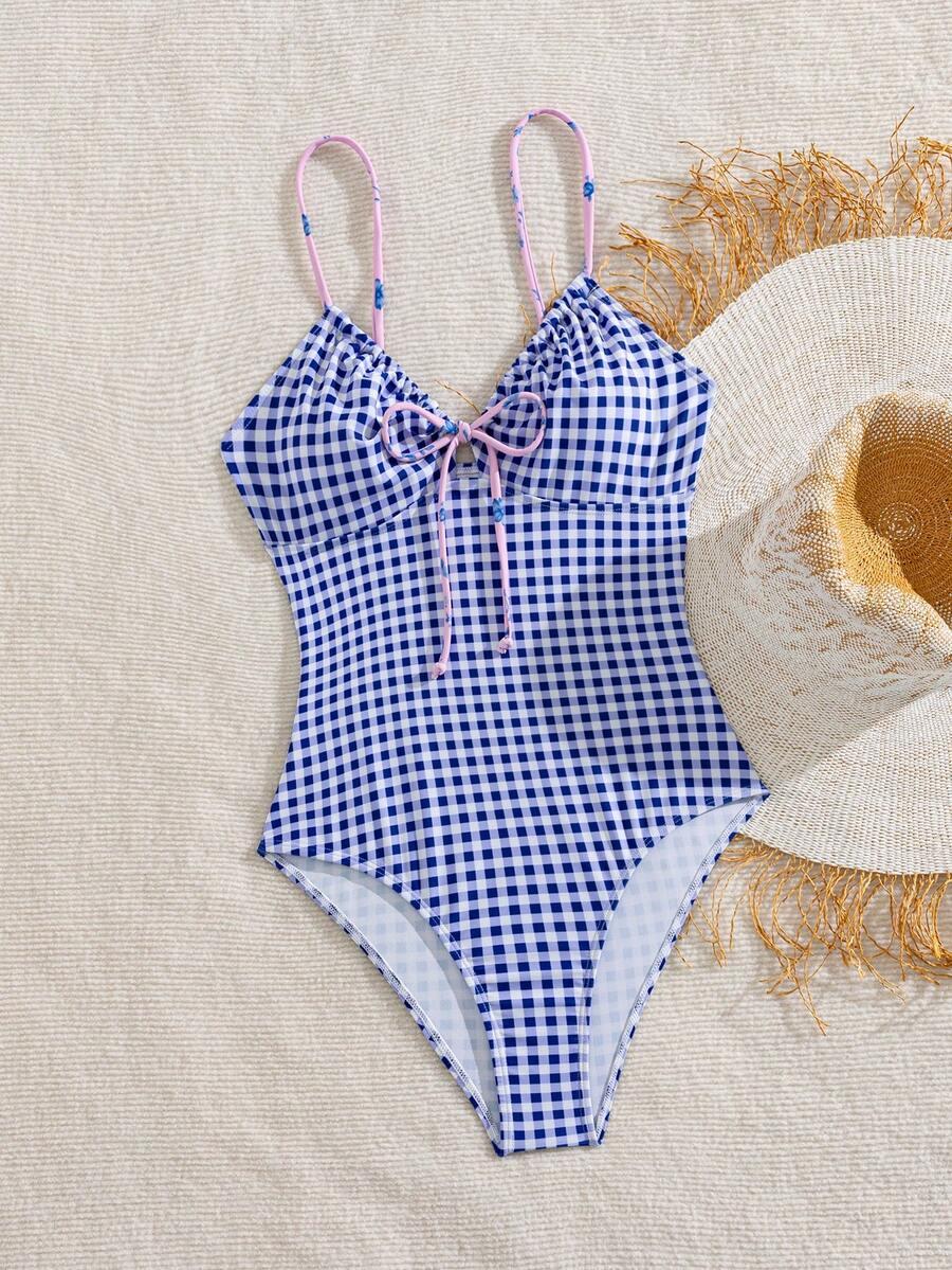 SWIM MOD JEDNOCZĘŚCIOWY STRÓJ KĄPIELOWY KRATKA WIĄZANIE PK01__S