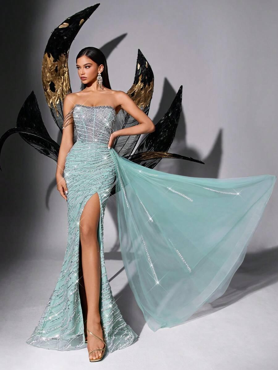 LUVISTRUE ZDOBIONA MAXI SUKIENKA S06__L