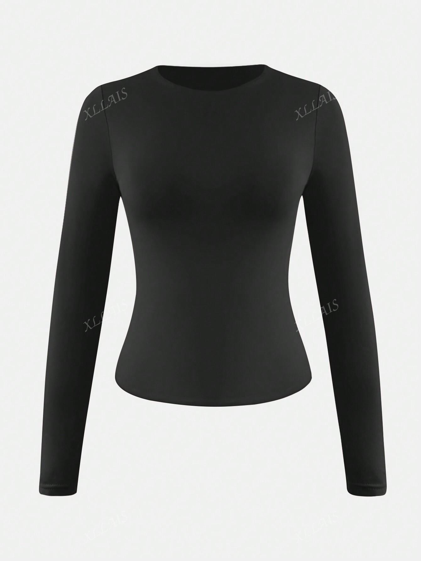 SHEIN CZARNA BLUZKA DŁUGI RĘKAW S06__M