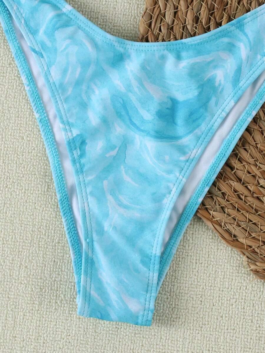 SHEIN NIEBIESKI DWUCZĘŚCIOWY STRÓJ KĄPIELOWY PAREO KOMPLET S09__M