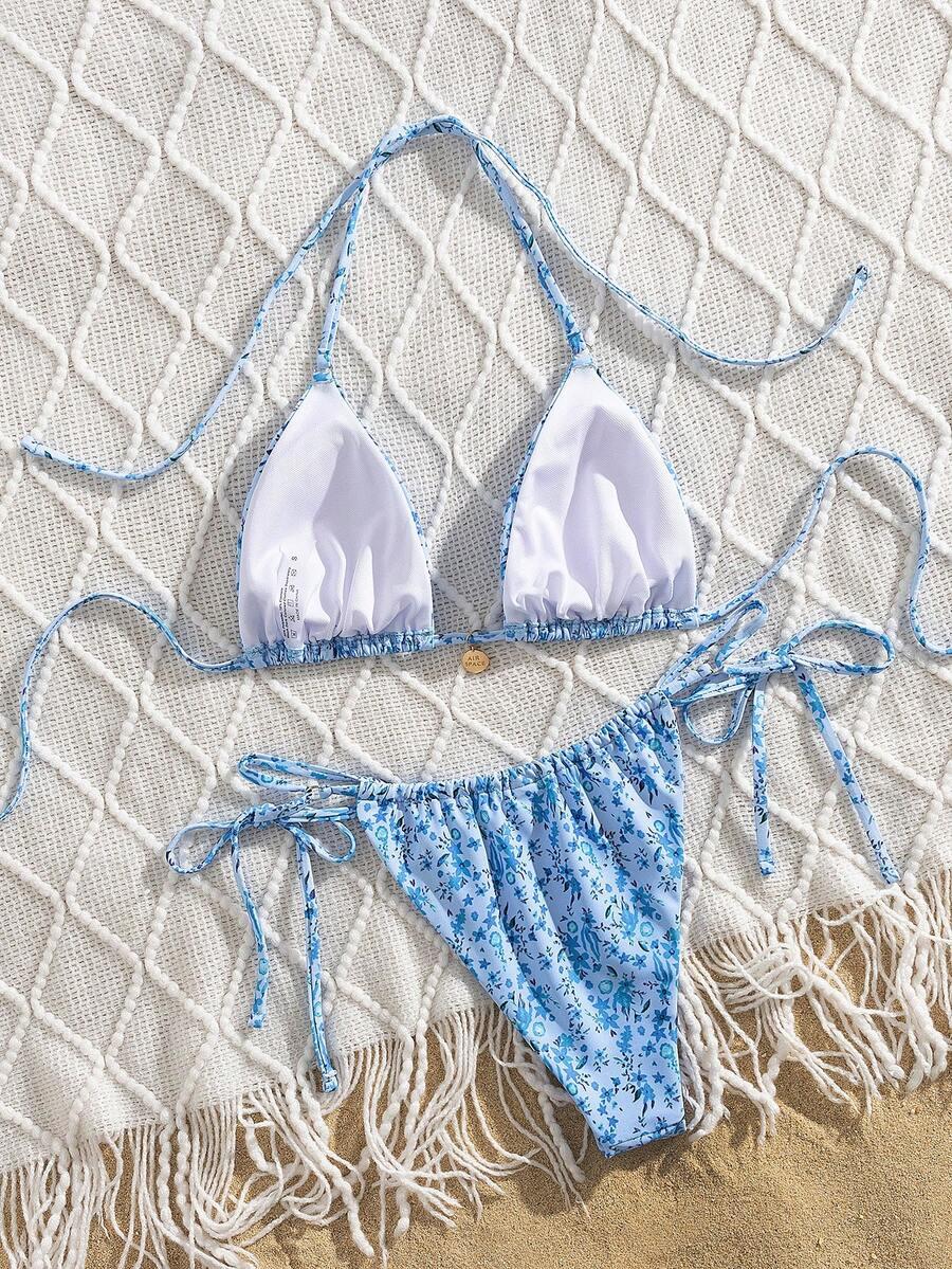 PEPPERMOLLY NIEBIESKI KOMPLET BIKINI WZÓR KWIATY S09__XXL