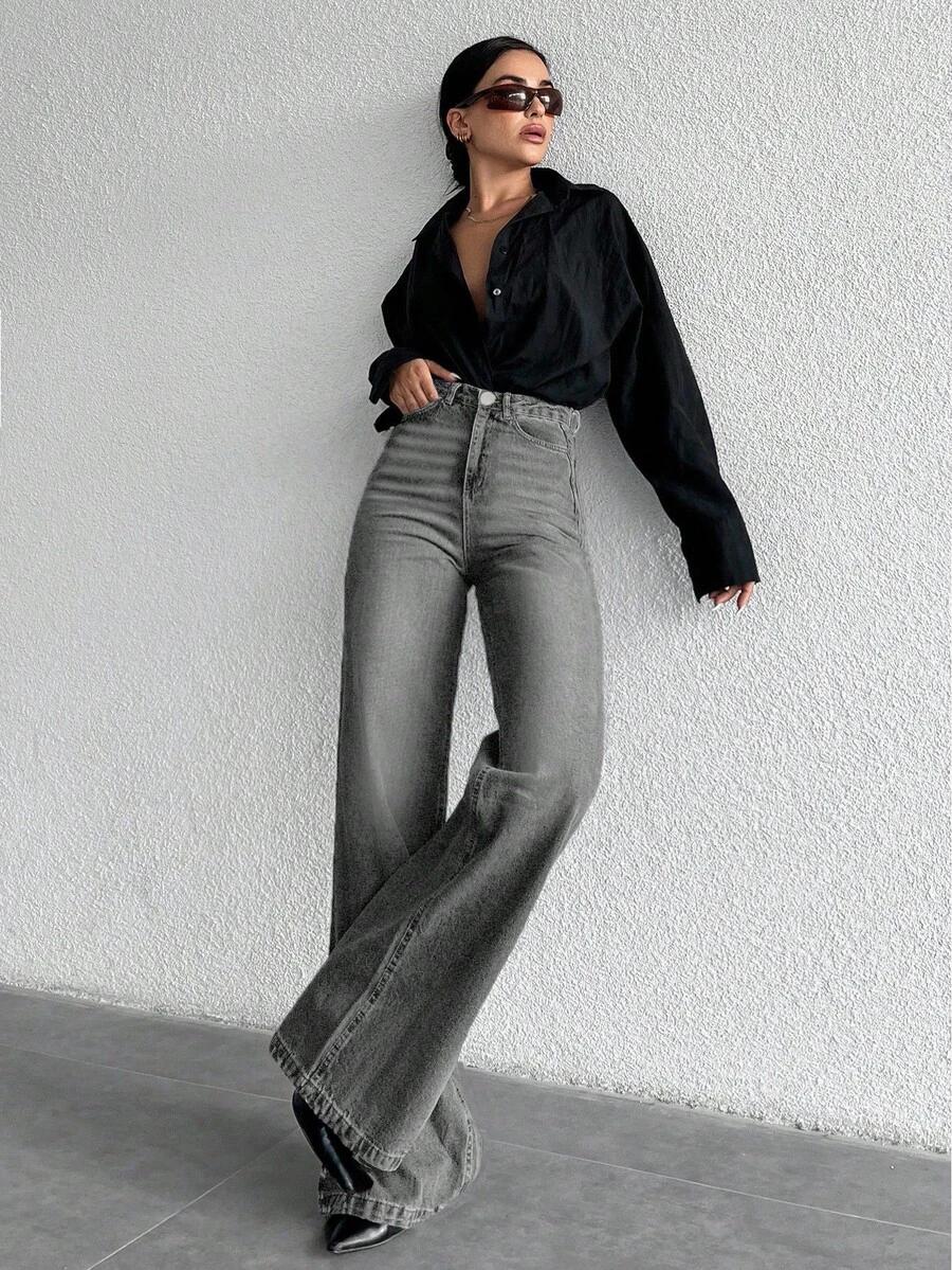 SHEIN SZARE SPODNIE JEANS S06__S