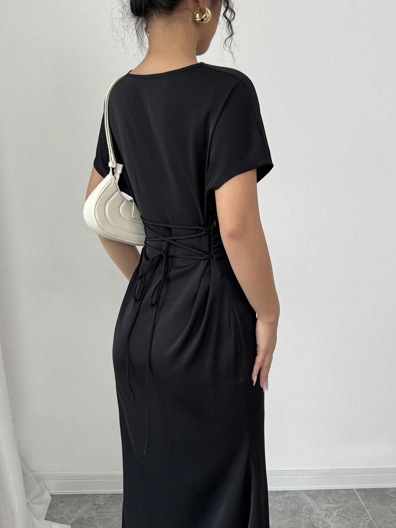 SHEIN CZARNA SUKIENKA KRÓTKI RĘKAW S06__M