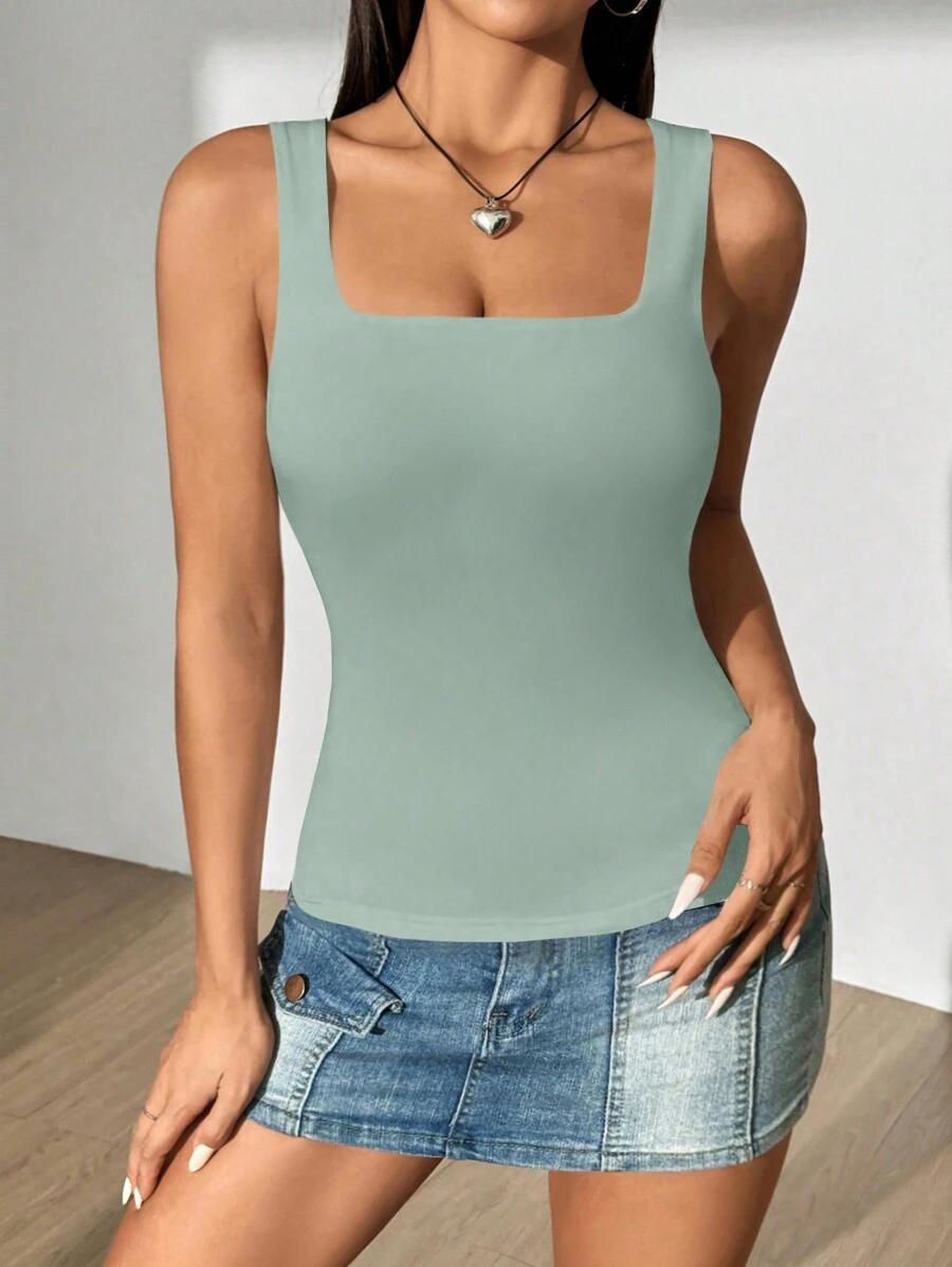 SHEIN ZIELONY GŁADKI TOP PK01__L