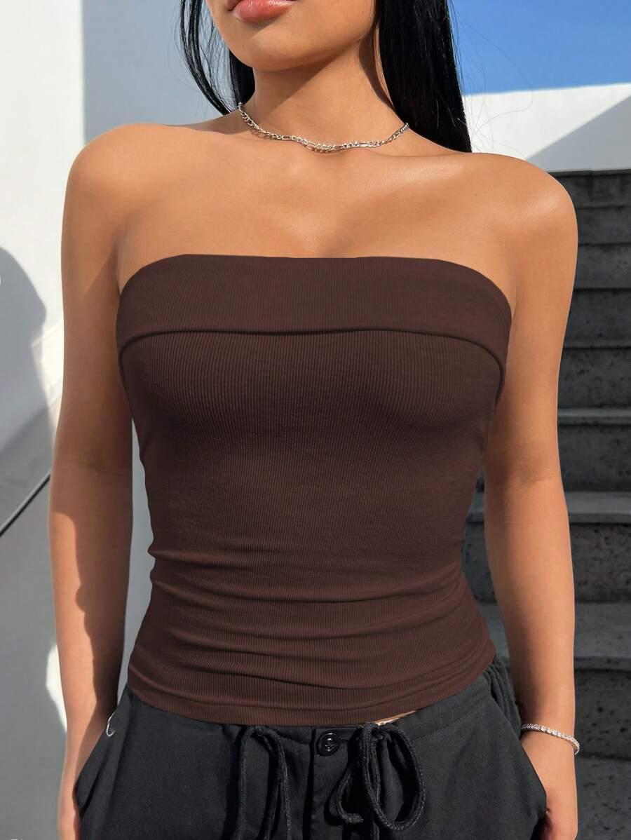 SHEIN BRĄZOWY TOP TUBA S06__S