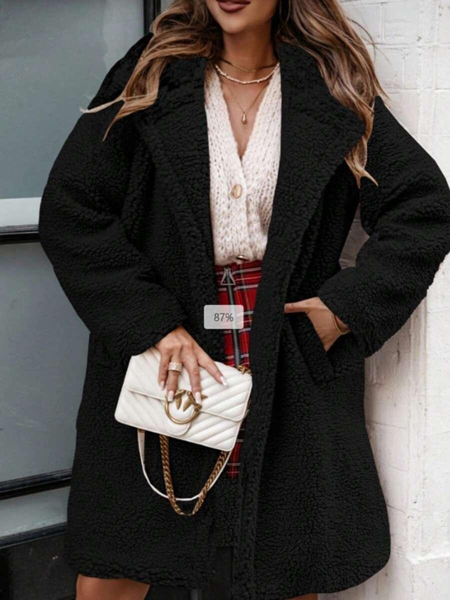 SHEIN CZARNY PŁASZCZ MIŚ W01__XXL
