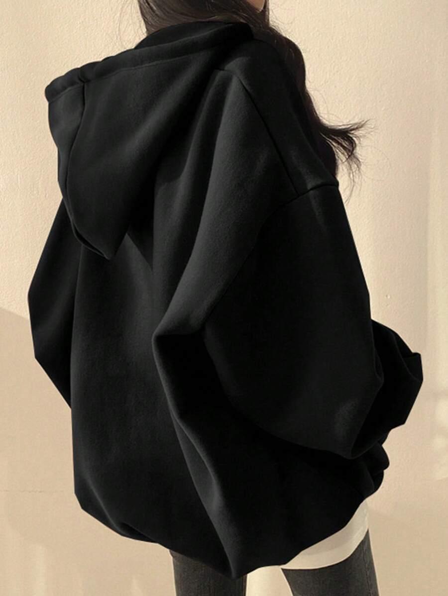 SHEIN CZARNA BLUZA Z KAPTUREM OVERSIZE S06__L