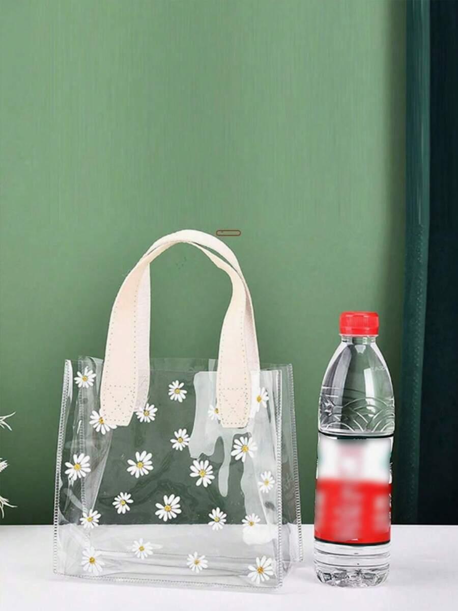 SHEIN PRZEZROCZYSTA TORBA WZÓR KWIATY S07__14X24X25CM