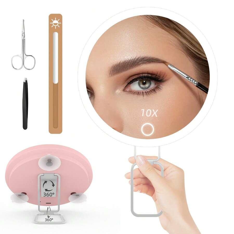 SHEIN RÓŻOWE LUSTERKO LED S07__12,7CM