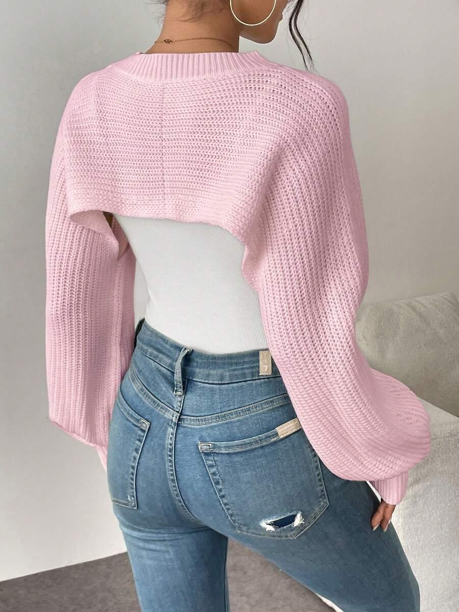 SHEIN RÓŻOWY DZIANINOWY SWETER RĘKAWKI S06__M