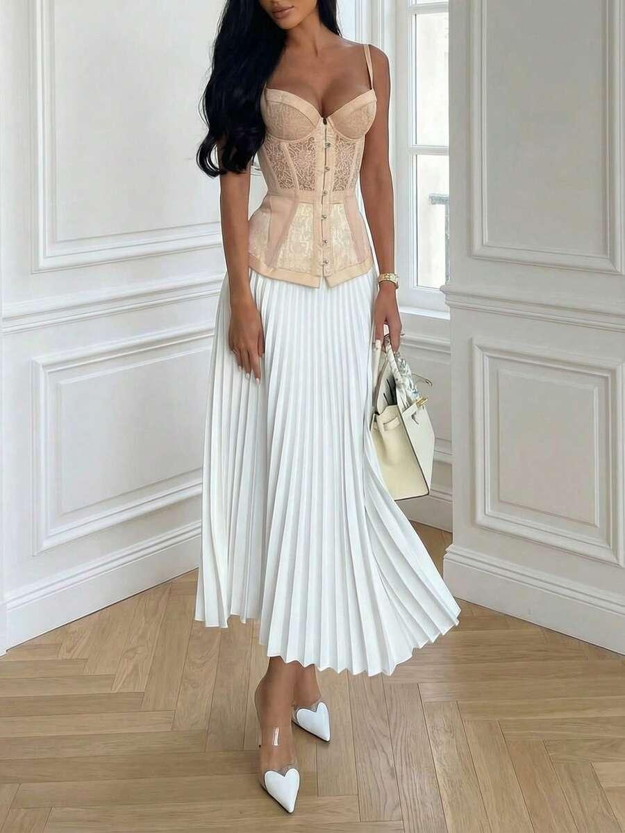 SHEIN BIAŁA PLISOWANA SPÓDNICA S06__L