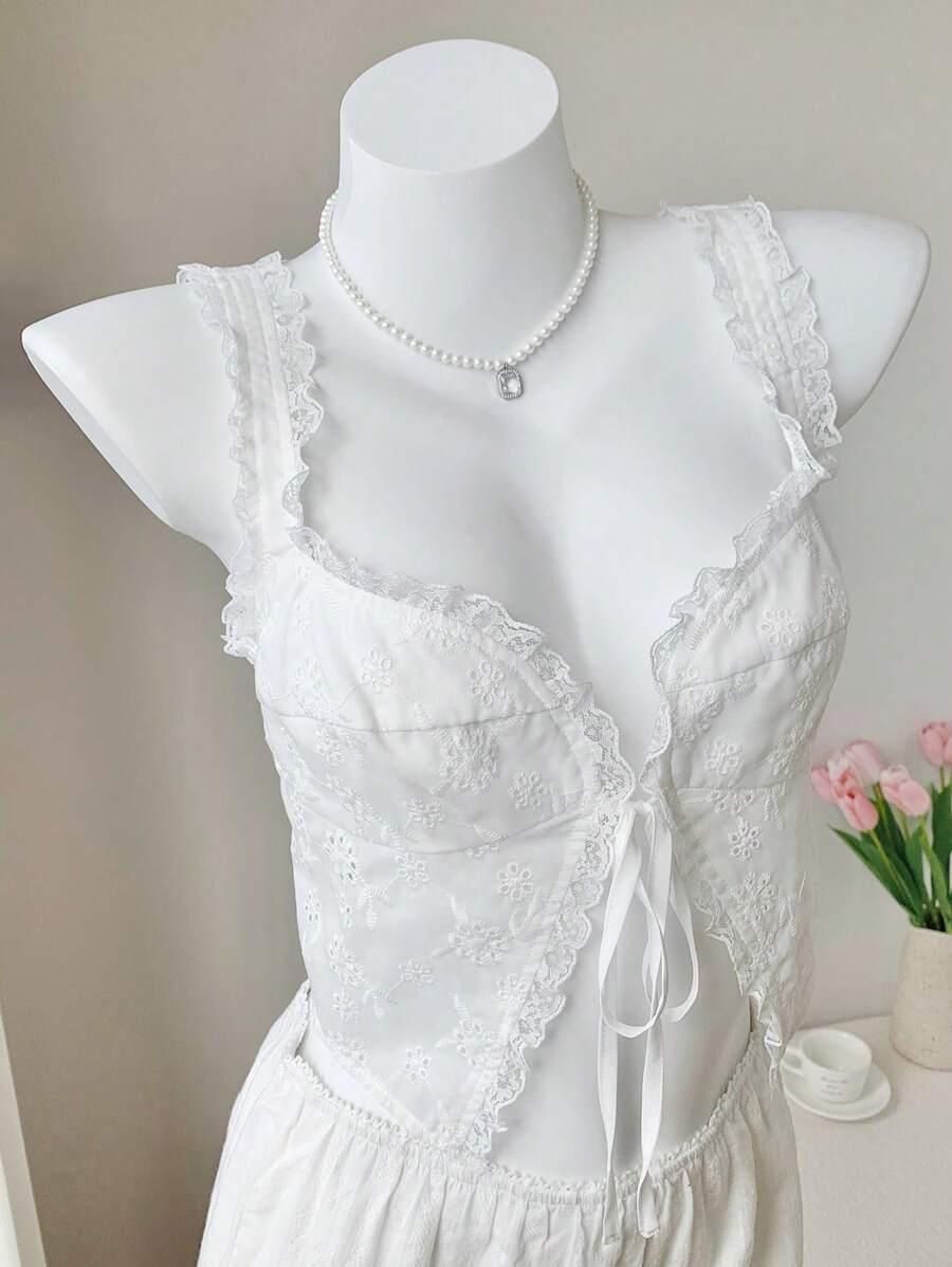 SHEIN BIAŁY TOP WIĄZANIE S06__M