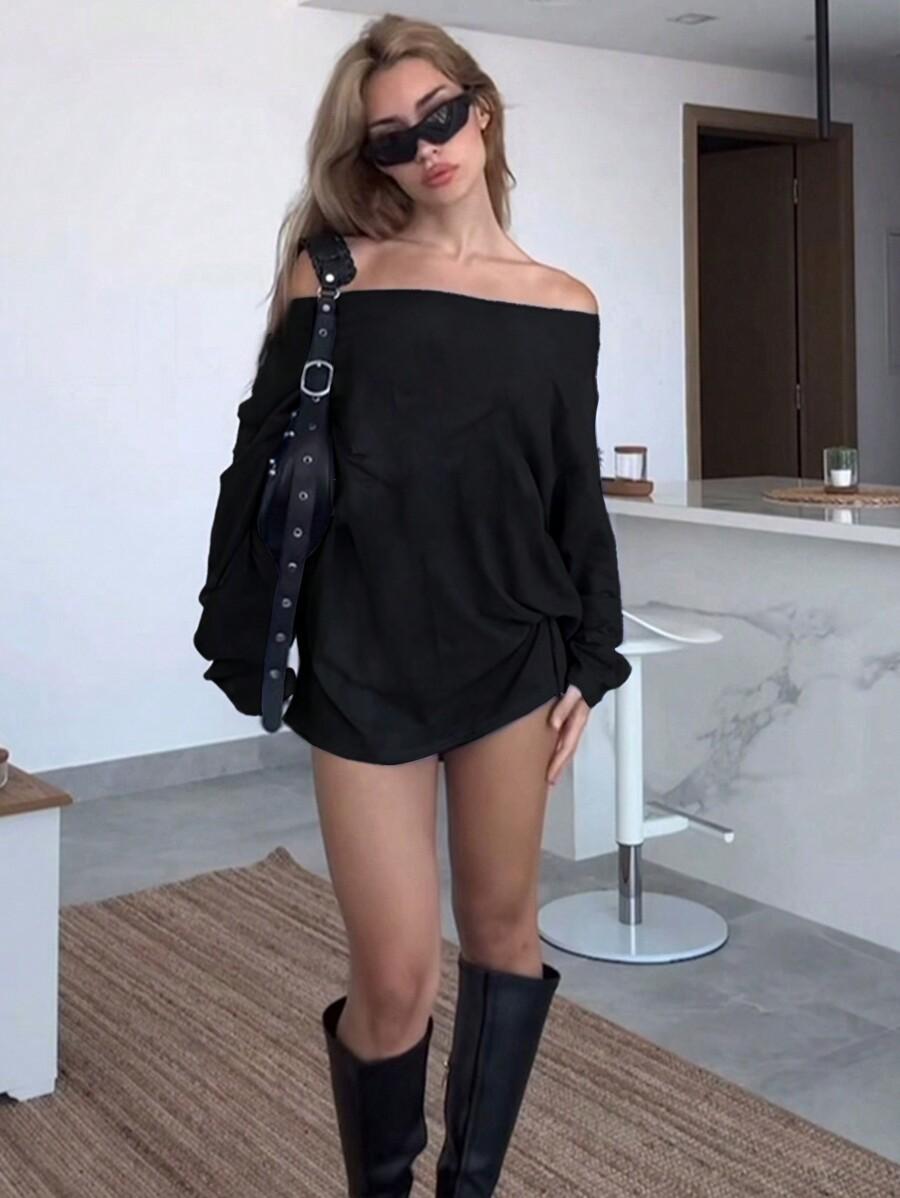 SHEIN CZARNA LUŹNA BLUZKA S06__M