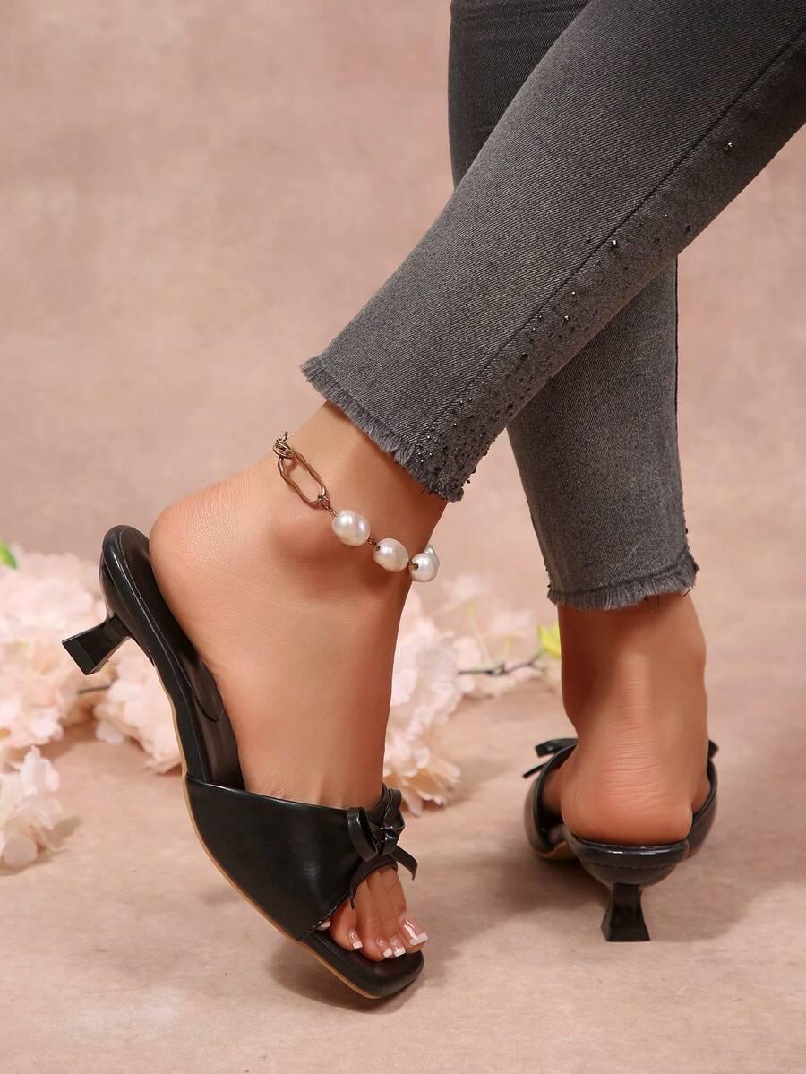 SHEIN CZARNE KLAPKI KOKARDA S06__40,5
