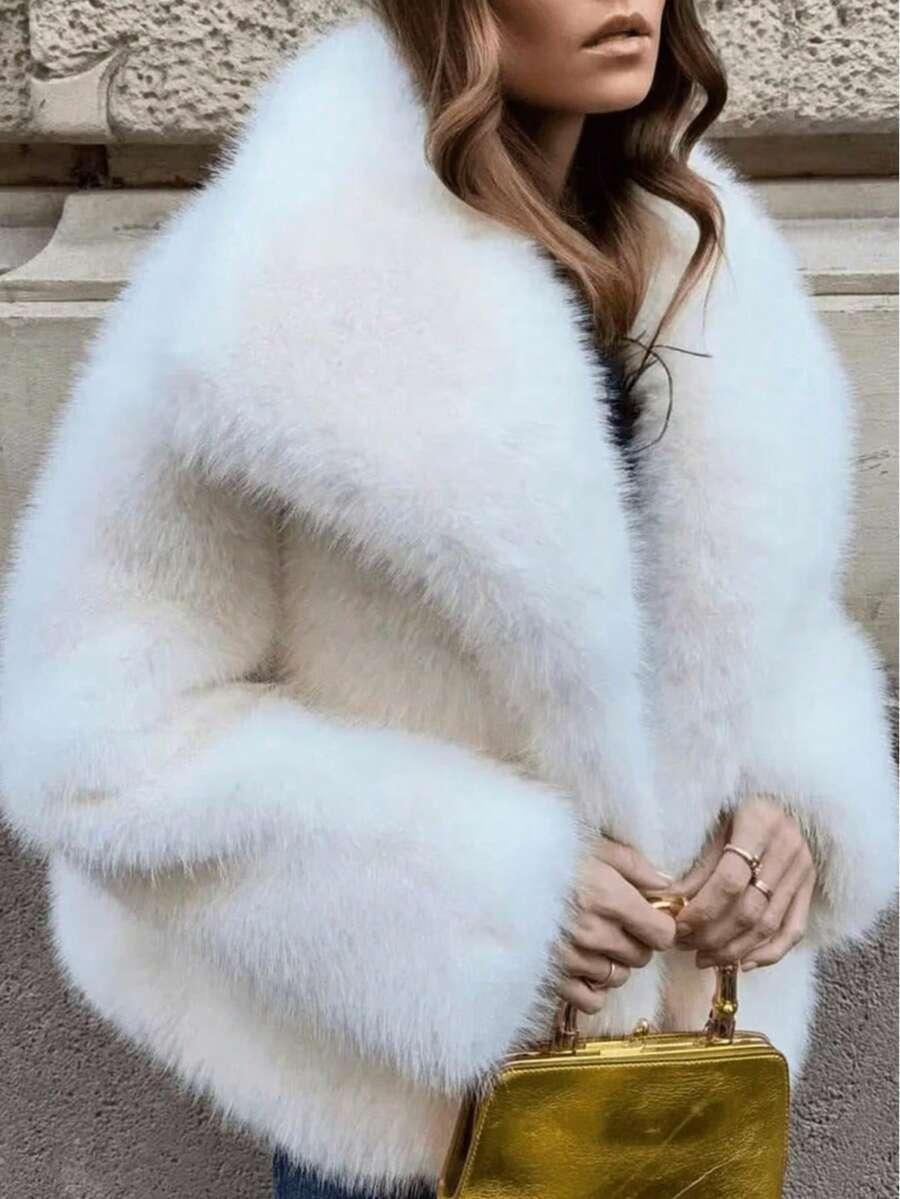 SHEIN BIAŁE SZTUCZNE FUTRO W01__M
