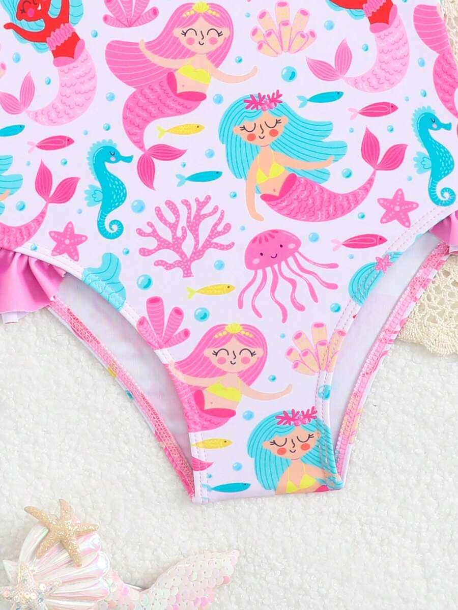 SHEIN JEDNOCZĘŚCIOWY STRÓJ KĄPIELOWY PRINT S09__110-116CM